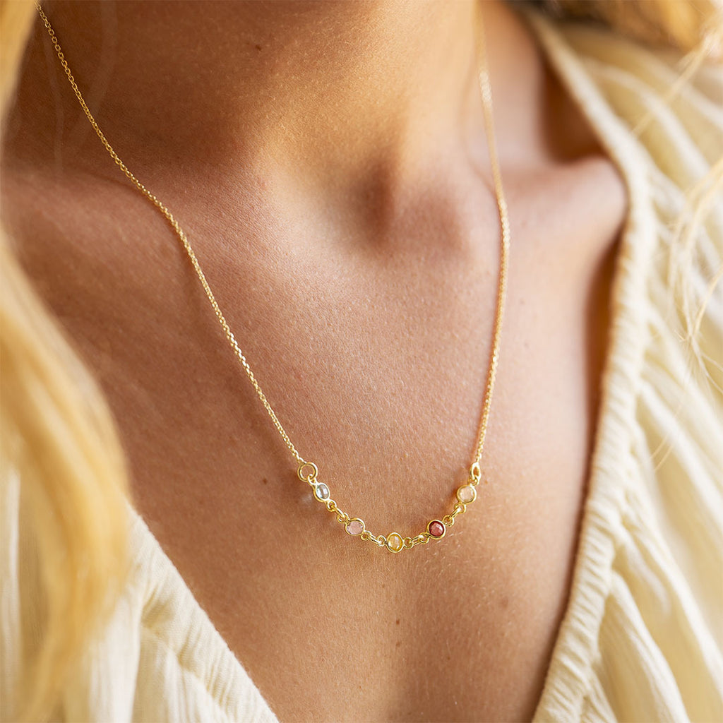 Gepersonaliseerde Mini Geboortesteen Ketting – Uniek Familie Sieraad Cadeau