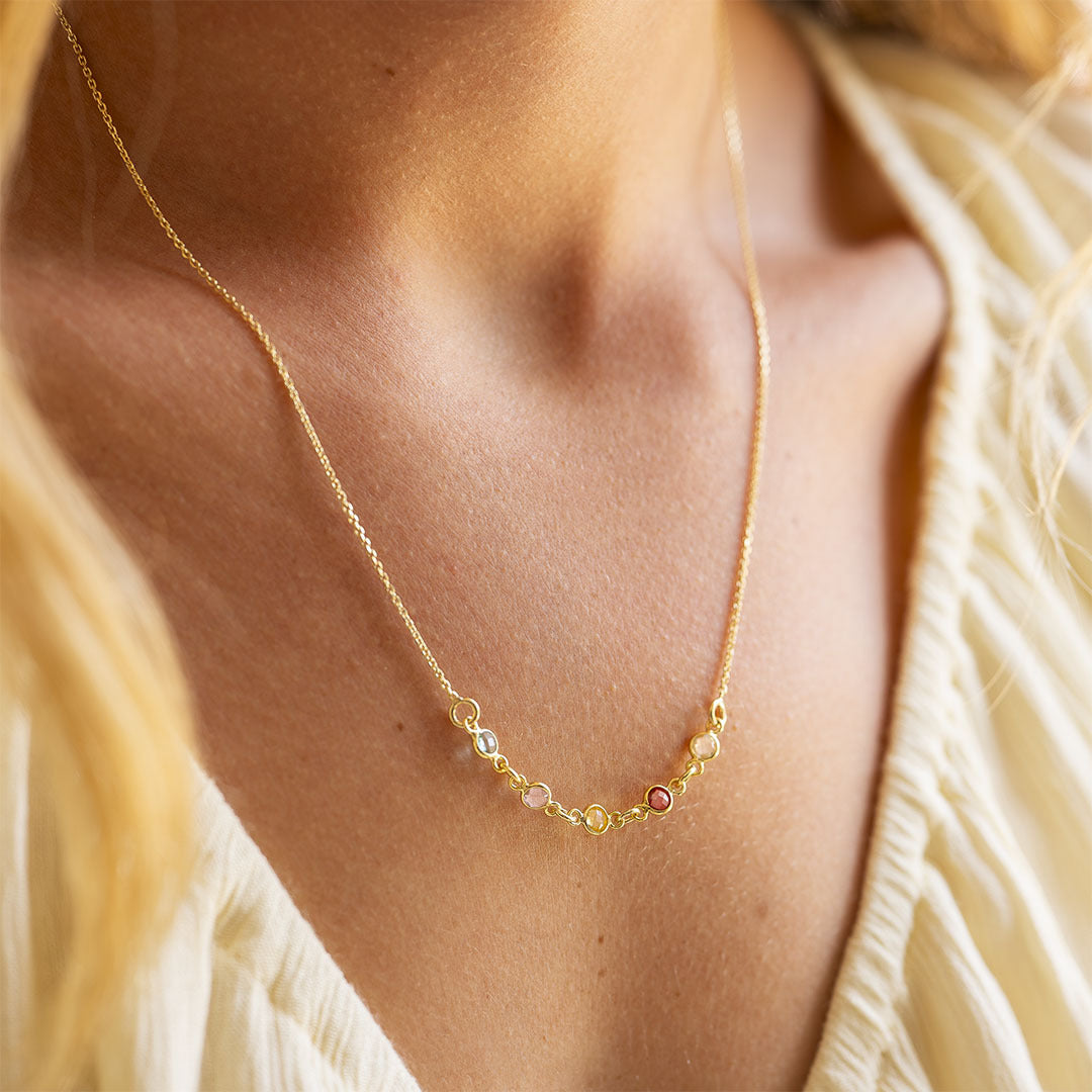 Gepersonaliseerde Mini Geboortesteen Ketting – Uniek Familie Sieraad Cadeau