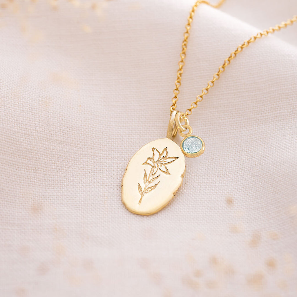 Gepersonaliseerde Zilveren Geboortebloem Ketting met Geboortesteen – Uniek Sieraad Cadeau voor Vrouwen