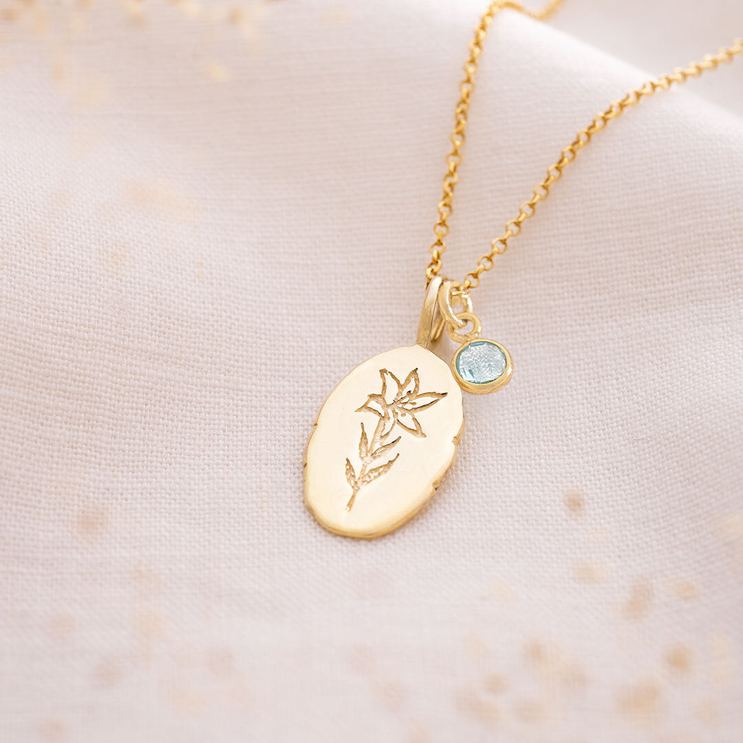 Gepersonaliseerde Zilveren Geboortebloem Ketting met Geboortesteen – Uniek Sieraad Cadeau voor Vrouwen