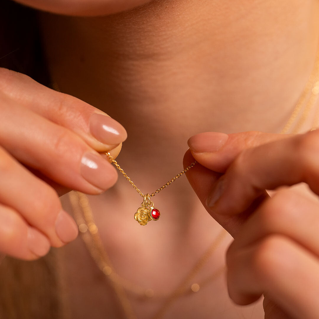 Geboortebloem Ketting met Geboortesteen – Gepersonaliseerd Sieraad Cadeau voor Vrouwen