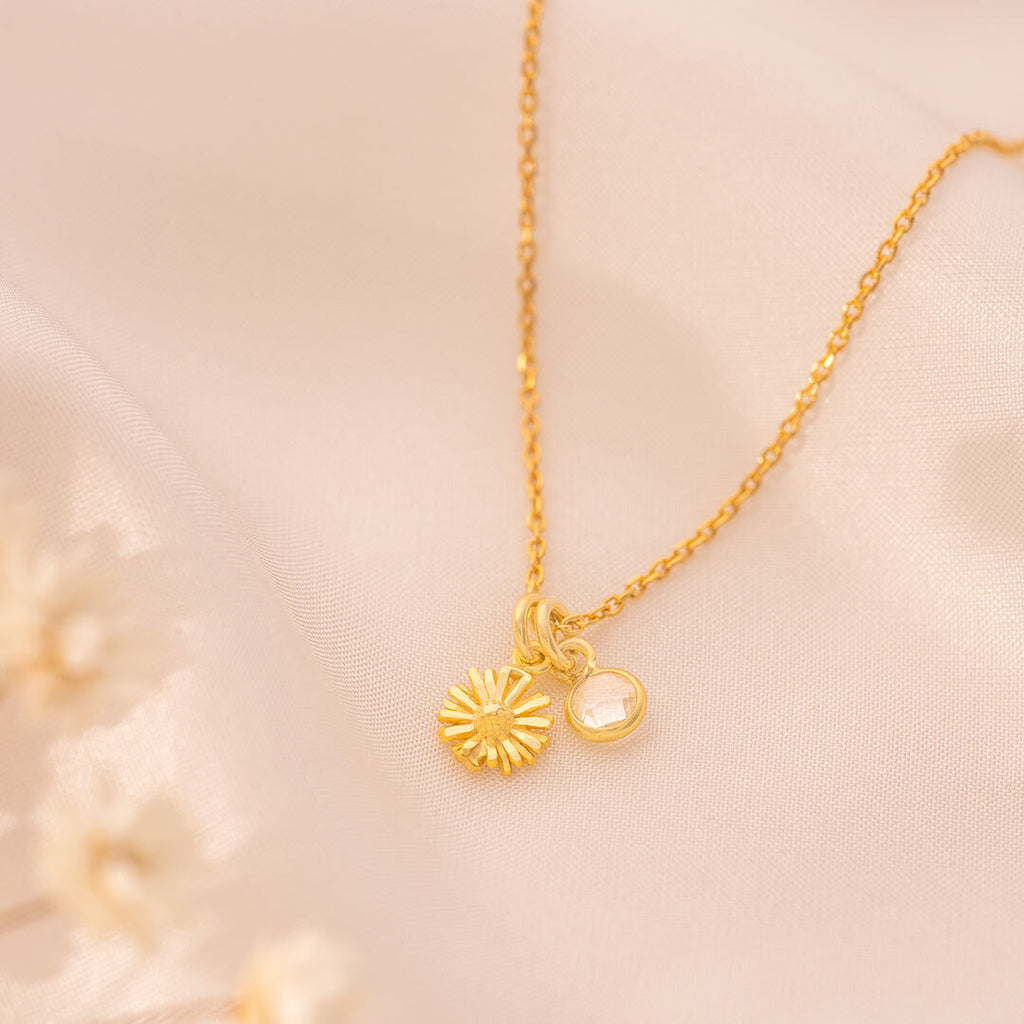 Geboortebloem Ketting met Geboortesteen – Gepersonaliseerd Sieraad Cadeau voor Vrouwen