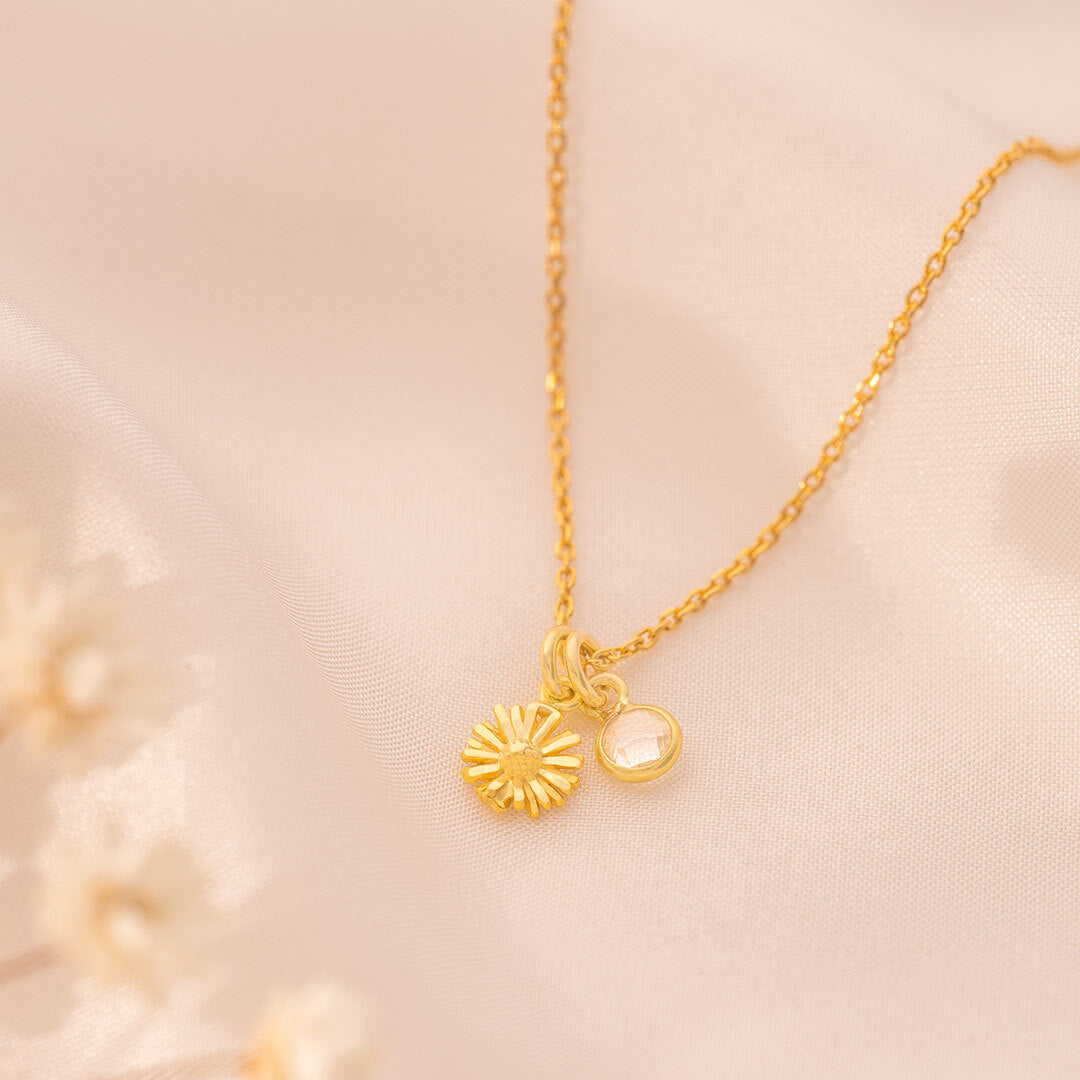 Geboortebloem Ketting met Geboortesteen – Gepersonaliseerd Sieraad Cadeau voor Vrouwen