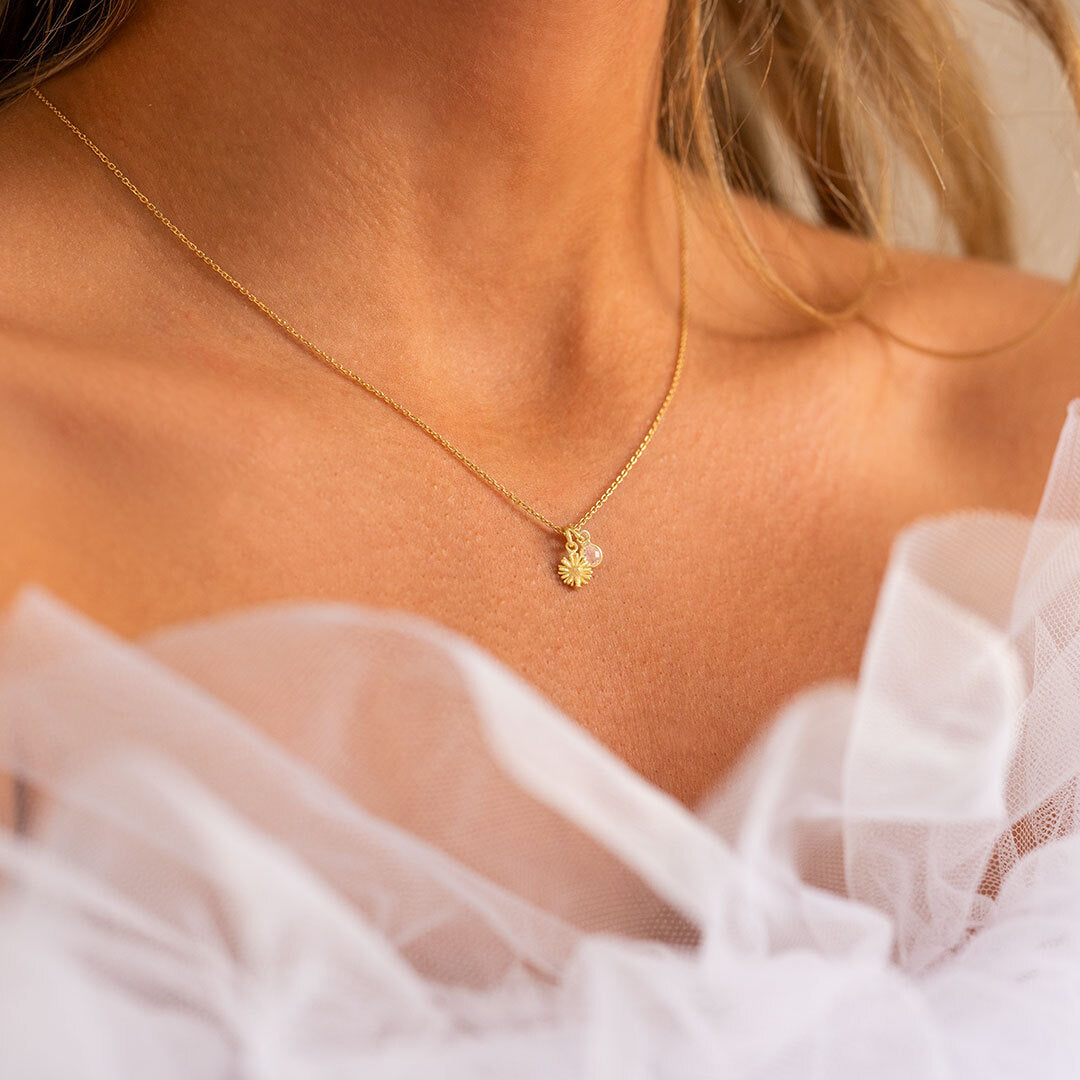 Geboortebloem Ketting met Geboortesteen – Gepersonaliseerd Sieraad Cadeau voor Vrouwen