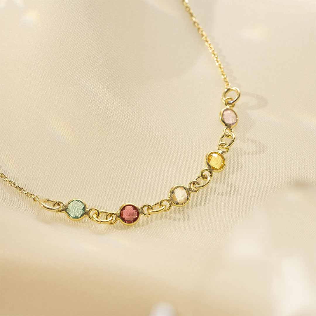 Gepersonaliseerde Mini Geboortesteen Ketting – Uniek Familie Sieraad Cadeau